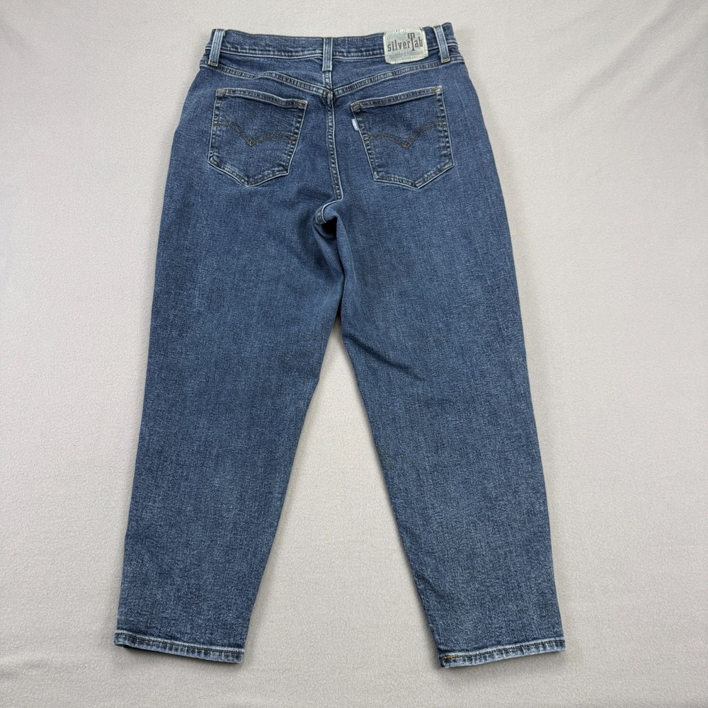 Levi's Silver Tab Mom Jeans Women's Size 31x27 High-Rise Tapered Blue Denim - Picture 2 of 16